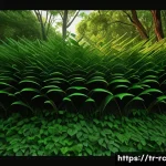 Home 12 생태계 모니터링을 위한 데이터 수집 방법 - 0°E”), an animated spectrogram strip with bird call peaks, warm dusk light filtering through dense g...