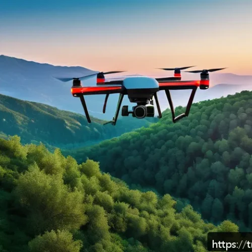 Home 11 생태계 모니터링 관련 최신 연구 동향 - A high-tech drone flying autonomously over a dense Turkish forest at dawn, equipped with a multispec...